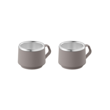 Conjunto de Xícaras para Café Tramontina Empilháveis em Aço Inox com Revestimento em ABS Cinza 2 Peças 80 ml
