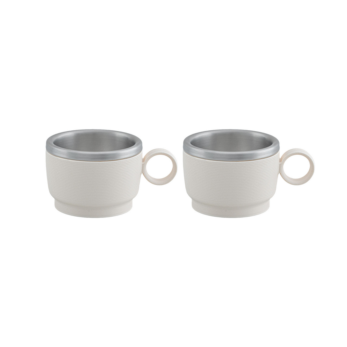 Conjunto de X&iacute;caras para Caf&eacute; Tramontina Empilh&aacute;veis em A&ccedil;o Inox com Revestimento em ABS Branco e Al&ccedil;a Redonda 2 Pe&ccedil;as 80 ml - SKU 64760324 - 1 image number 0
