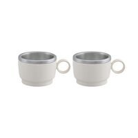 Conjunto de Xícaras para Café Tramontina Empilháveis em Aço Inox com Revestimento em ABS Branco e Alça Redonda 2 Peças 80 ml