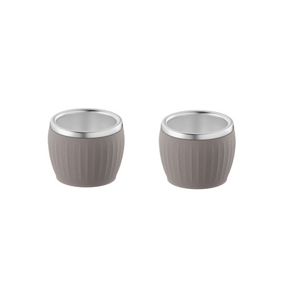 Conjunto de X&iacute;caras para Caf&eacute; Tramontina Empilh&aacute;veis em A&ccedil;o Inox com Revestimento em ABS Cinza sem Al&ccedil;a 2 Pe&ccedil;as 80 ml Cor Cinza - SKU 64760348