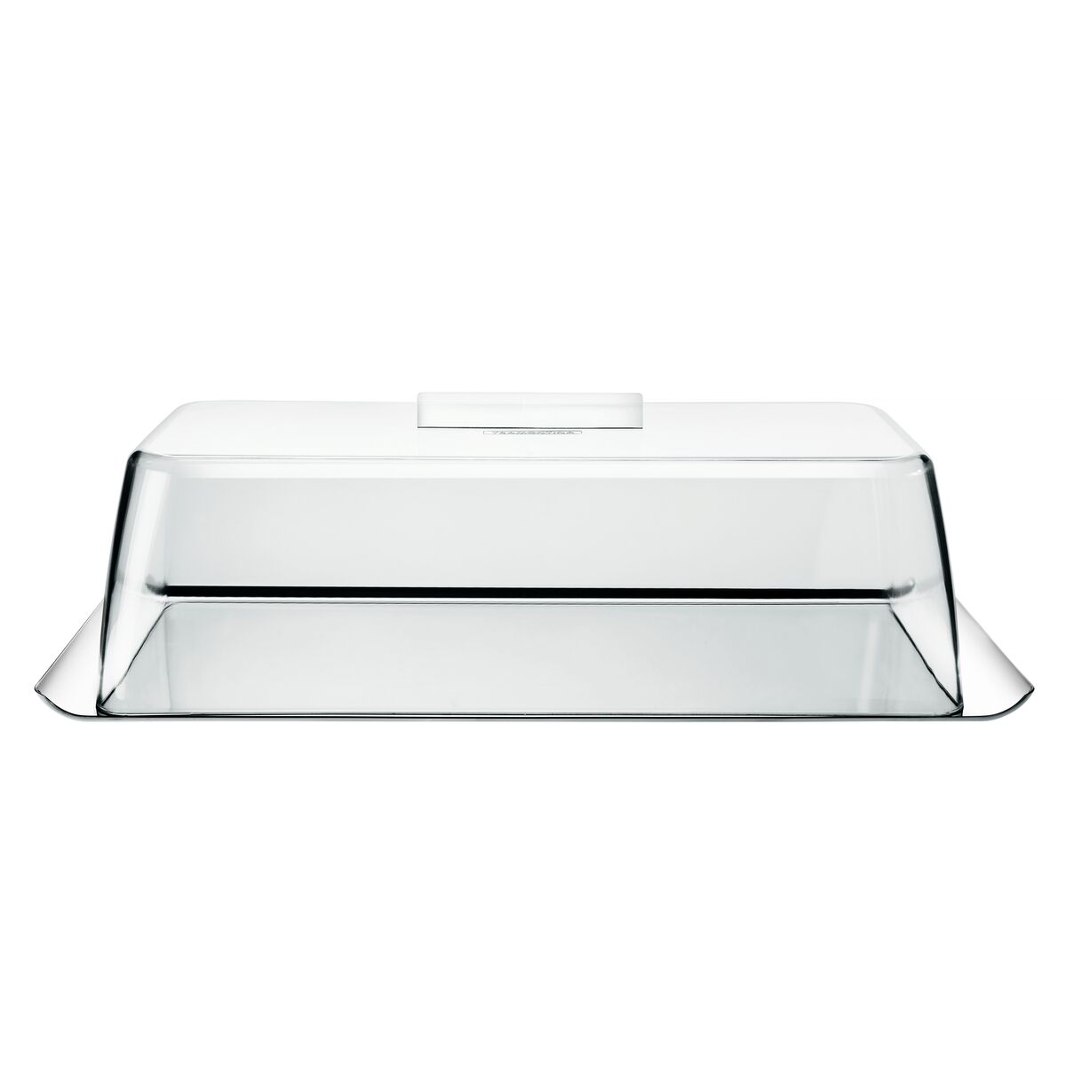 Tramontina Quadrata stainless steel plate with clear dome cover