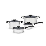 Tramontina Solar Ceramic stainless steel cookware set with tri-ply base, interior graphite gray ceramic coating 4 pc set