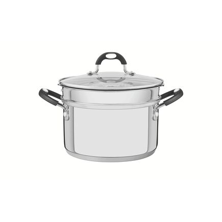 Jogo de Cozi-Vapore Tramontina Astro Silicone em A&ccedil;o Inox 2 Pe&ccedil;as Cor Inox - SKU 65120100