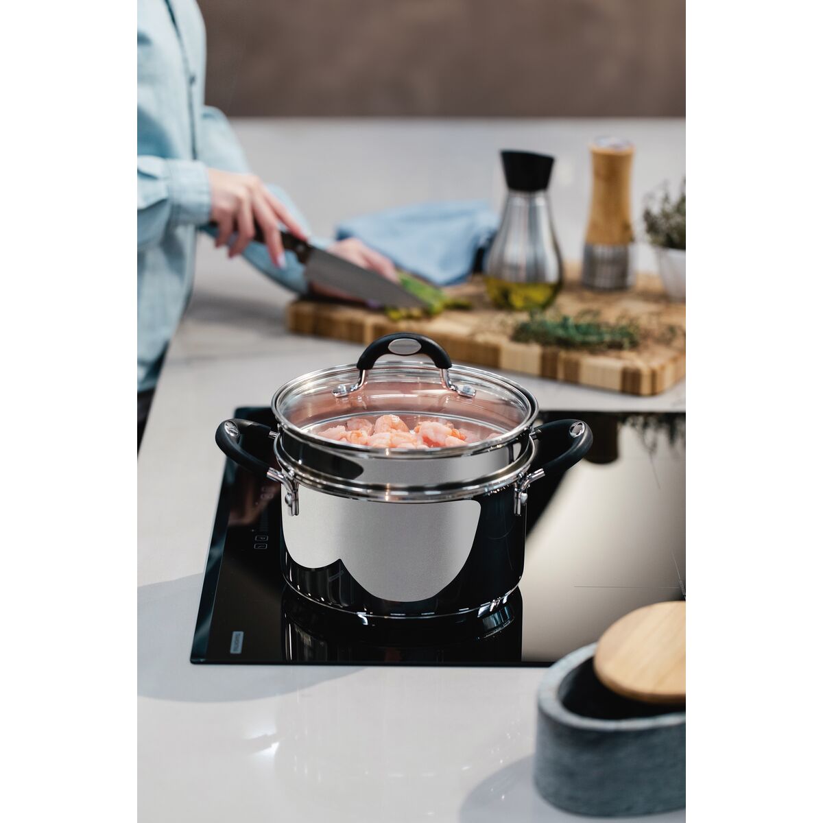 Jogo de Cozi-Vapore Tramontina Astro Silicone em A&ccedil;o Inox 2 Pe&ccedil;as Cor Inox - SKU 65120100 - 4 image number 3