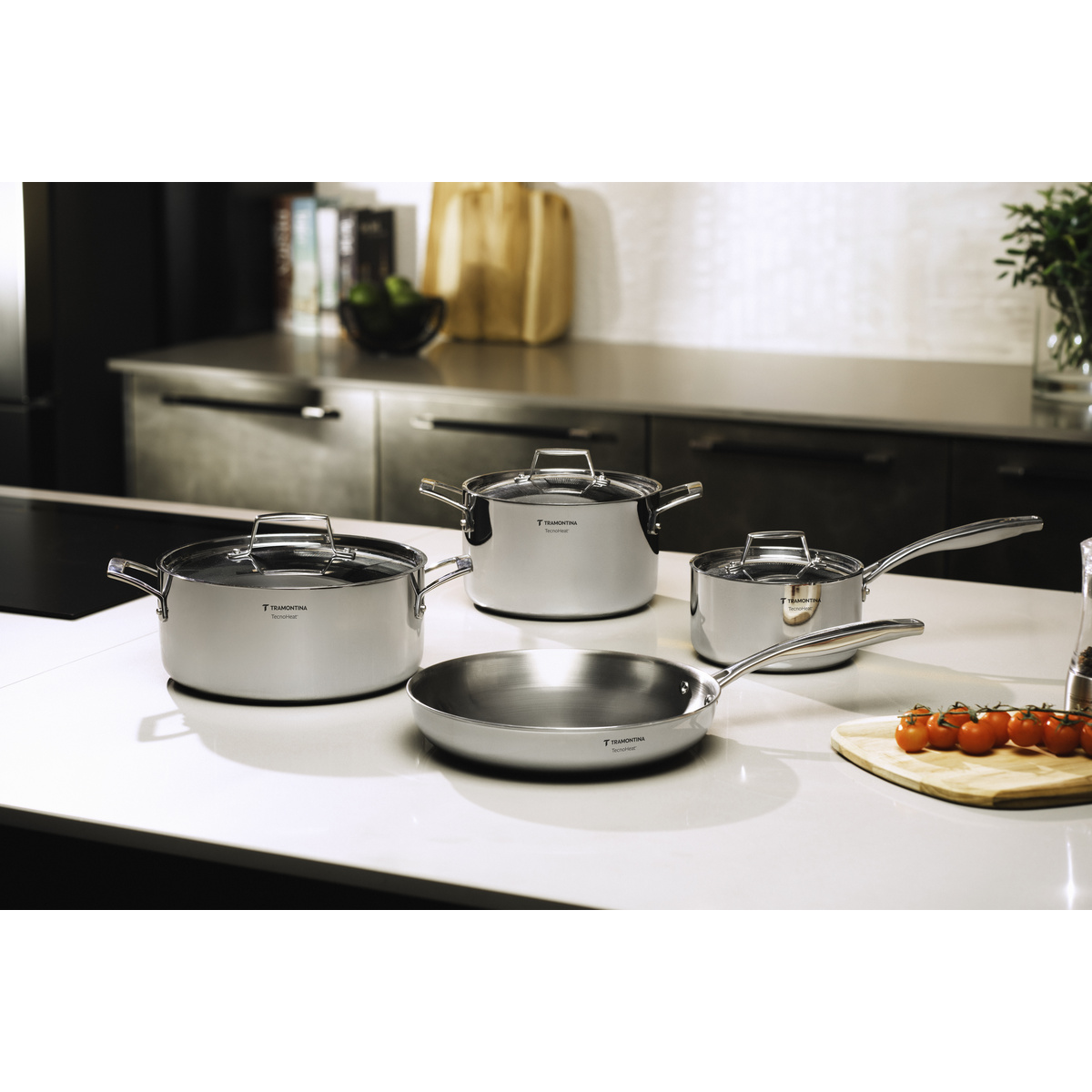Tramontina Grano stainless steel cookware set with tri-ply body, 4