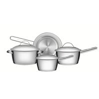 Tramontina Allegra stainless steel cookware set with tri-ply base and stainless steel lids, 4 pc set