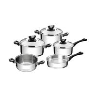 Tramontina Solar Bakelite stainless steel cookware set with tri-ply base and Bakelite handles, 5 pc set