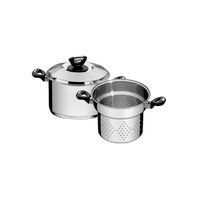 Tramontina Solar Bakelite stainless steel pasta cooking set with tri-ply base and Bakelite handles, 2 pc set, 20 cm