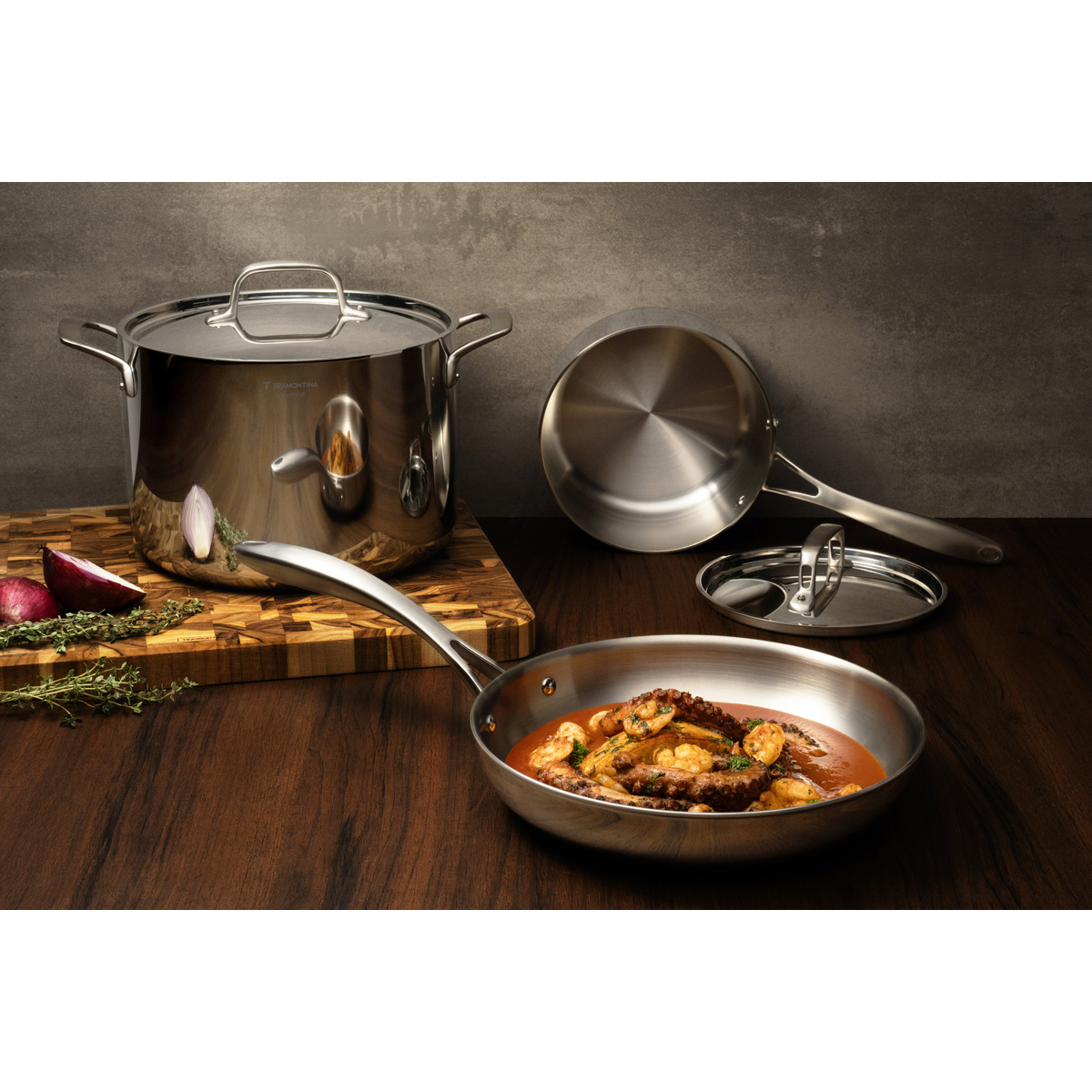 Jogo de Panelas Tramontina Chrono em A&ccedil;o Inox com Corpo Triplo 4 Pe&ccedil;as Cor Inox - SKU 65960000 - 3 image number 2