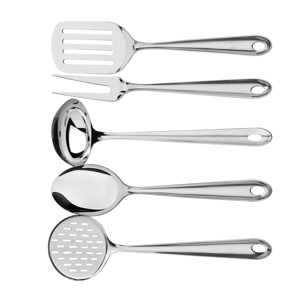 Jogo de Utens&iacute;lios Tramontina Utility em A&ccedil;o Inox com Suporte de Parede Acabamento Brilho 5 Pe&ccedil;as Cor Inox - SKU 66812700 - 3 image number 2