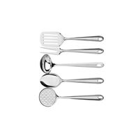 Tramontina Utility stainless steel utensil set with wall mount and shiny finish, 5 pc set