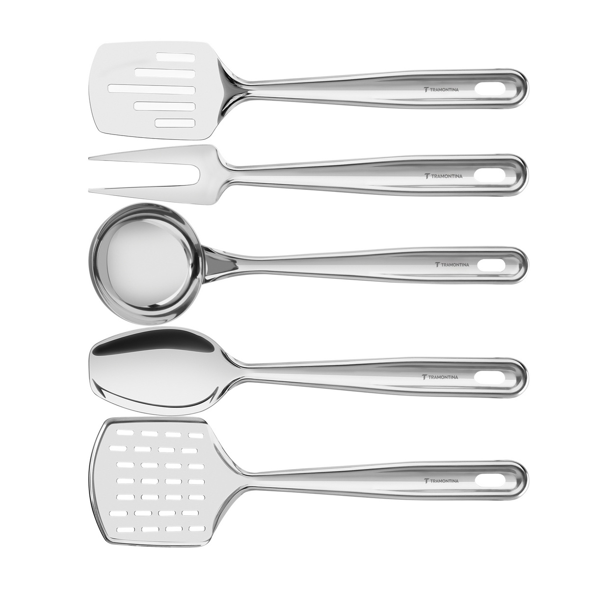 Jogo de Utens&iacute;lios Tramontina Extrata em A&ccedil;o Inox com Suporte de Parede 5 Pe&ccedil;as Cor Inox - SKU 66815700 - 3 image number 2