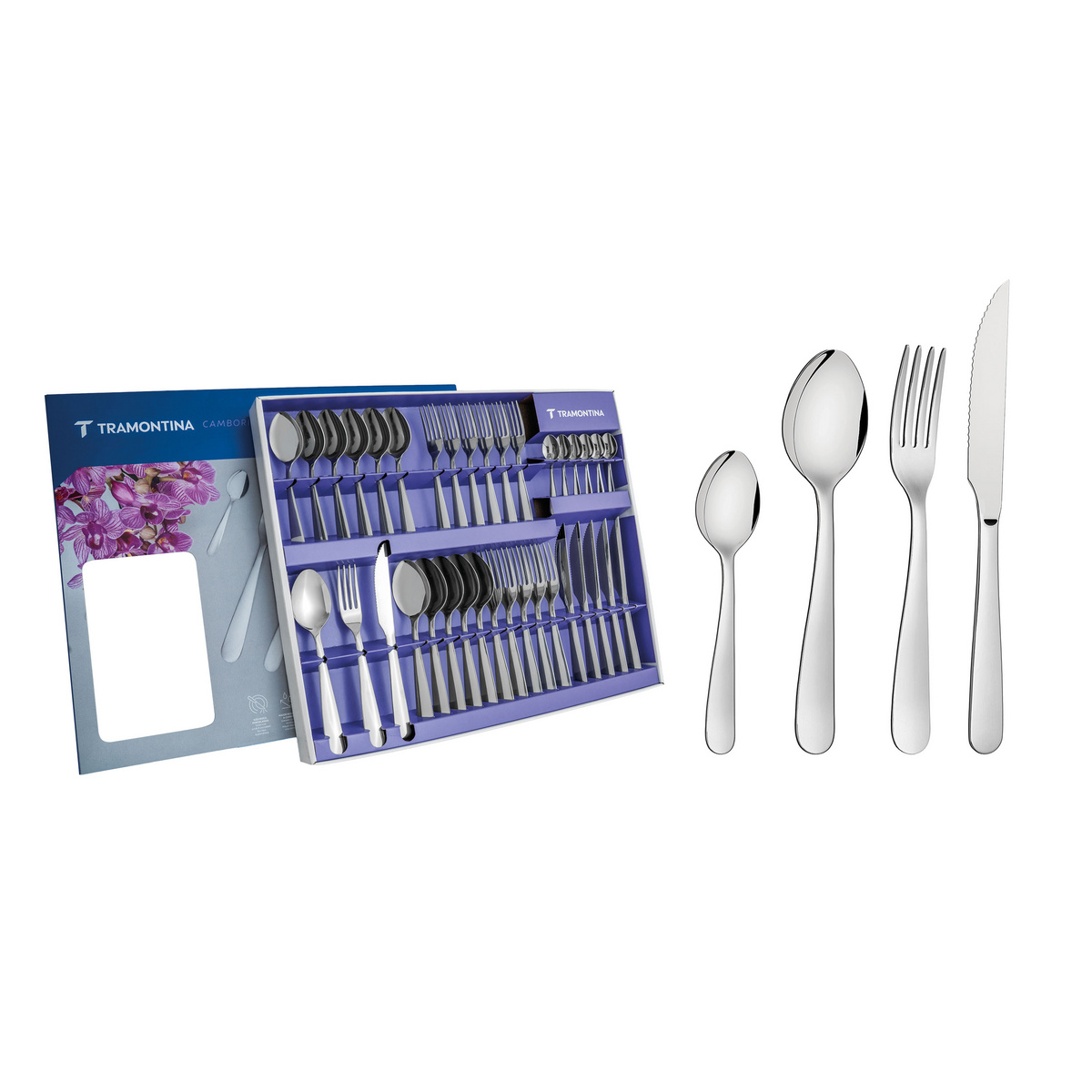 Faqueiro Tramontina Cambori&uacute; em A&ccedil;o Inox com Facas para Churrasco 36 Pe&ccedil;as Cor Inox - SKU 66904790 - 1 image number 0