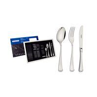 Tramontina Sevilha stainless steel flatware set with 6mm forged table knives and relief detailing, 24 pieces