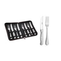 Tramontina stainless steel barbecue set with case and relief designed handles, 8 pc set