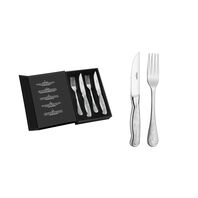 Tramontina stainless steel barbecue set with case and relief designed handles, 4 pc set