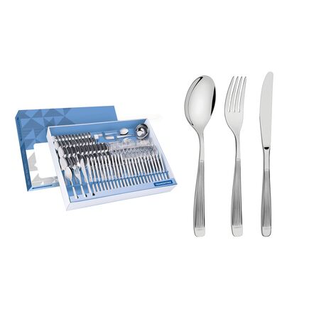 Faqueiro Tramontina Athenas em A&ccedil;o Inox com Facas de Mesa Acabamento Brilho e Fosco 101 Pe&ccedil;as Cor Inox - SKU 66940027