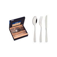 Tramontina Pacific stainless steel flatware set with table knives, high-gloss finish and details on the handle, 24 pieces