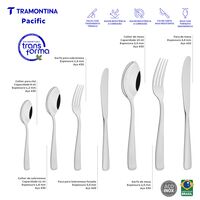 Faqueiro Tramontina Pacific em Aço Inox com Facas de Mesa Forjadas Acabamento Alto Brilho com Detalhes no Cabo e Estojo de Madeira 101 Peças Cor Inox - SKU 66962214 - 3 image number 2