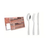 Tramontina Pacific stainless steel flatware set with table knives, mirror finish and detailing on the handles, 42 pc set
