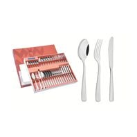 Tramontina Pacific stainless steel flatware set with table knives, mirror finish and detailing on the handles, 36 pc set