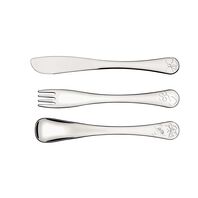 Tramontina Le Petit stainless steel children's flatware set for girls with high-gloss finish and relief pattern, 3 pieces