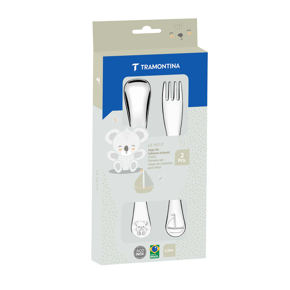 Jogo de Talheres Infantil Tramontina Le Petit em A&ccedil;o Inox Meninos Acabamento Brilho com Desenho em Alto Relevo 2 Pe&ccedil;as Cor Inox - SKU 66973010 - 3 image number 2