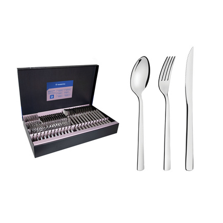 Faqueiro Tramontina Oslo em A&ccedil;o Inox com Facas para Churrasco Acabamento Brilho 72 Pe&ccedil;as Cor Inox - SKU 66985154 - 1