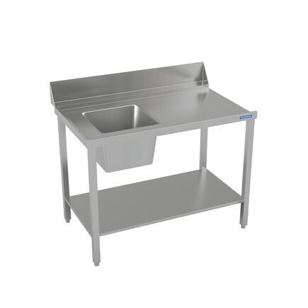 Mesa Tramontina em Aço Inox com Cuba Posição Contrária ao Encaixe da Máquina de Lavar 1400x600 mm