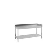 Stainless Steel Table with Splashback and Underneath Shelf Worktop 1900x700mm