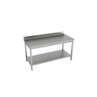 Stainless Steel Table with Splashback and Underneath Shelf 1000x600mm