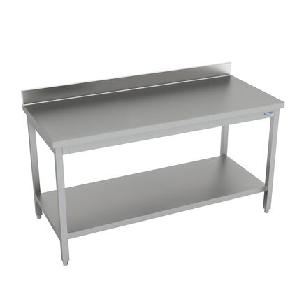 Mesa de Encosto Tramontina em Aço Inox com Prateleira Inferior 900x600mm