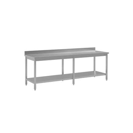 Mesa de Encosto Tramontina em Aço Inox com Prateleira Inferior 2800x700mm