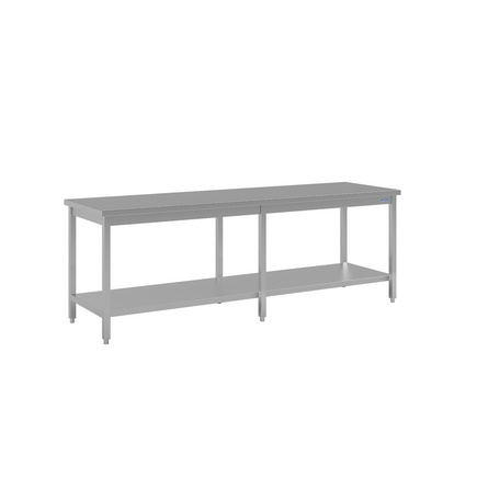 Mesa de Centro Tramontina em Aço Inox com Prateleira Inferior 2800x700mm