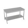 Work table without splashback, with casters and undershelf 1900x600mm