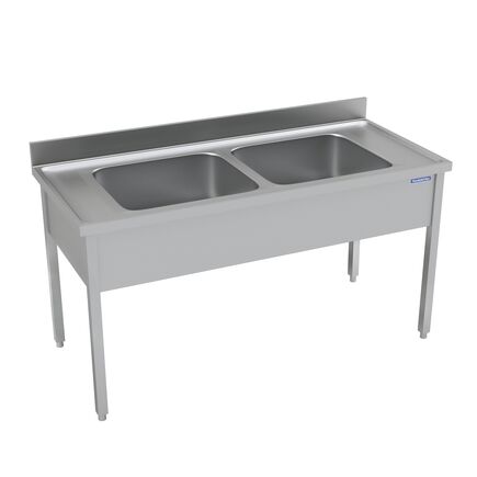 Pia em Aço Inox Tramontina com 2 Cuba Esquerda, sem Prateleira Inferior 1400x700mm