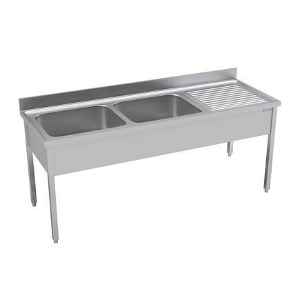 Pia em Aço Inox Tramontina com 2 Cubas Esquerda, sem Prateleira Inferior 1800x700mm