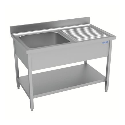Pia em Aço Inox Tramontina com 1 Cuba Direita, com Prateleira Inferior 1400x700mm