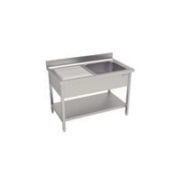 Stainless Steel Sink with 1 Left Bowl and Lower Shelf 1400x700mm