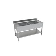 2-Bowls Stainless Steel Sink with Lower Shelf