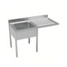 Sink unit with 1 bowl, drainer, and bottom part free to house a dishwasher - Right-hand side drainer