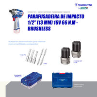 Parafusadeira de Impacto 1/4" (6,35 mm) 16V 170 N.m Brushless Tramontina by Total - Com 2 Baterias 16V de 2,0Ah, Carregador e Maleta - SKU 42262121 - 4 image number 3