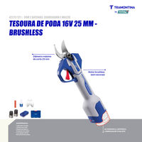 Tesoura de Poda 16V 25mm Tramontina by Total - Com 2 Baterias 16V de 2,0Ah, Carregador e Maleta - SKU 42272121 - 3 image number 2