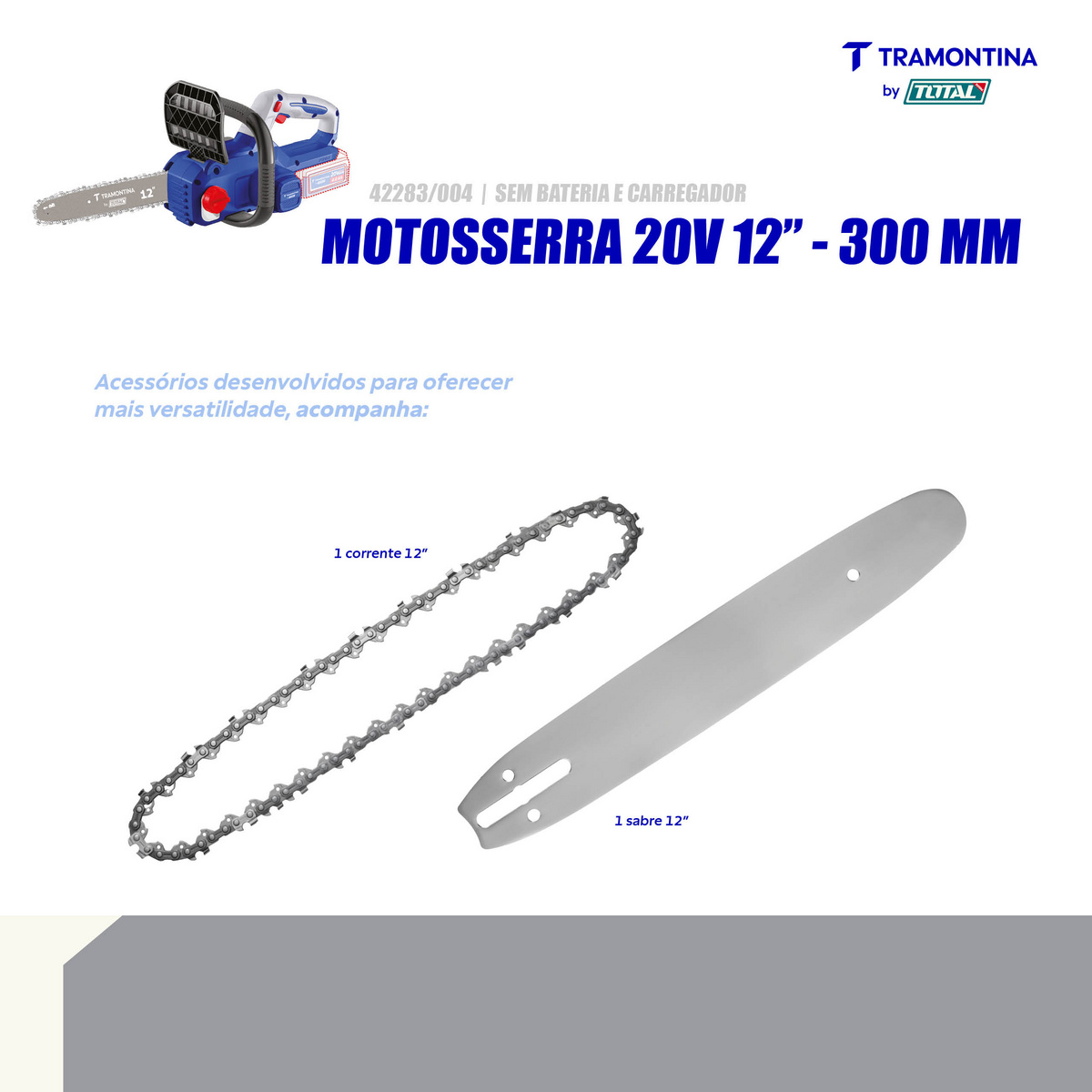 Motosserra 12" (30 cm) 20V Brushless Tramontina by Total - Sem Bateria e Carregador - SKU 42283004 - 4 image number 3