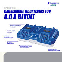 Carregador Duplo de Baterias 20V 8,0A Tramontina by Total - SKU 42300104 - 2 image number 1