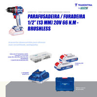 Parafusadeira/Furadeira 1/2" (13 mm) 20V 66 N.m Brushless Tramontina by Total - Com 2 Baterias 20V de 2,0Ah, Carregador e Maleta - SKU 42301123 - 4 image number 3