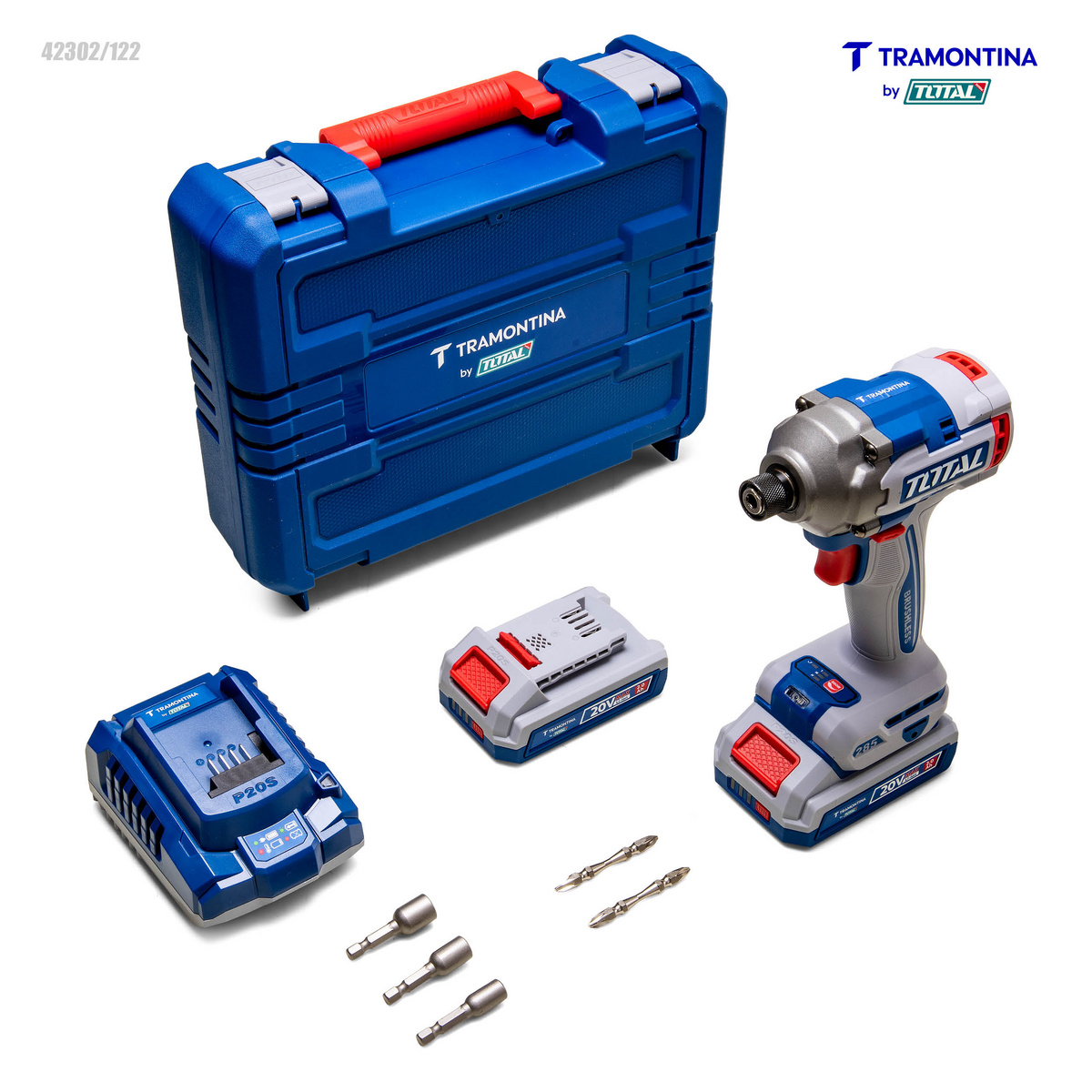 Parafusadeira de Impacto 1/4" (6,35 mm) 20V 285 N.m Brushless Tramontina by Total - Com 2 Baterias 20V de 2,0Ah, Carregador e Maleta - SKU 42302122 - 5 image number 4