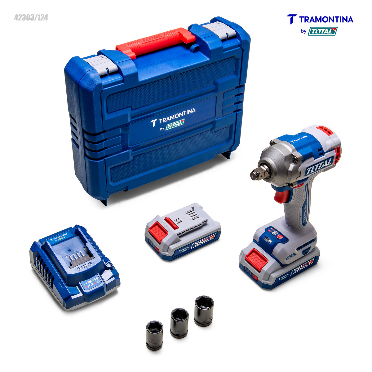 Chave de Impacto 1/2" (12,7 mm) 20V 405 N.m Brushless Tramontina by Total - Com 2 baterias 20V de 2,0Ah, Carregador e Maleta - SKU 42303124 - 5 image number 4