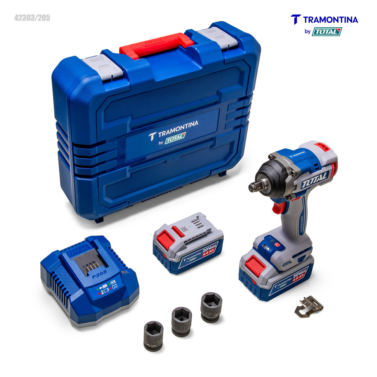 Chave de Impacto 1/2" (12,7 mm) 20V 500 N.m Brushless Tramontina by Total - Com 2 baterias 20V de 4,0Ah, Carregador e Maleta - SKU 42303205 - 5 image number 4