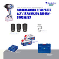 Chave de Impacto 1/2" (12,7 mm) 20V 0-850 N.m Brushless Tramontina by Total - Com 2 Baterias 20V de 4,0Ah, Carregador e Maleta - SKU 42303208 - 5 image number 4